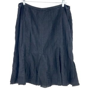 499 South Linen Blend Black Full Skirt w/Pintucks